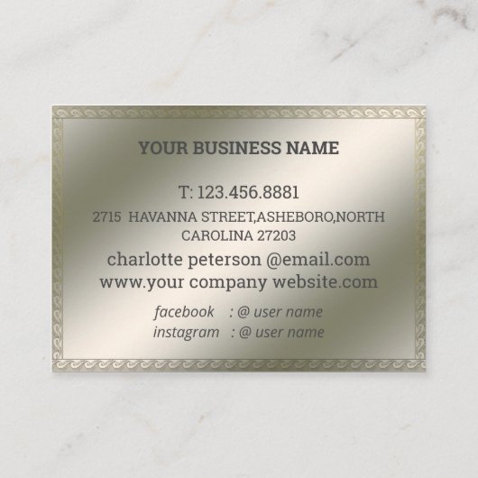 Elegant Silver Metallic Background Visitekaartje (Achterkant)