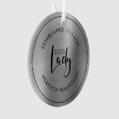 Elegant Silver Metallic Boss Lady Vastgestelde dat Ornament (voorkant)