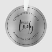 Elegant Silver Metallic Boss Lady Vastgestelde dat Ornament (voorkant)
