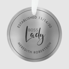 Elegant Silver Metallic Boss Lady Vastgestelde dat Ornament