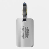 Elegant Silver Metallic Brushed Monogram Initial  Bagagelabel (Achterkant verticaal)