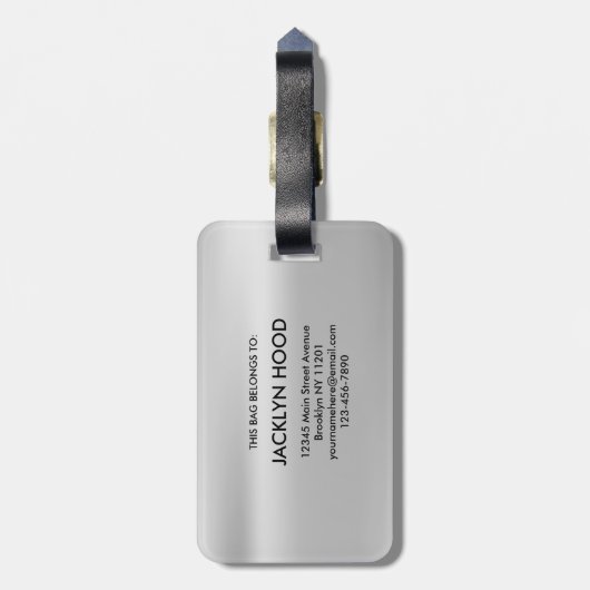 Elegant Silver Metallic Brushed Monogram Initial  Bagagelabel (Achterkant verticaal)