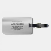 Elegant Silver Metallic Brushed Monogram Initial  Bagagelabel (Achterkant horizontaal)