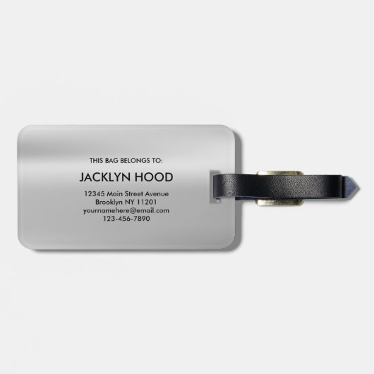 Elegant Silver Metallic Brushed Monogram Initial  Bagagelabel (Achterkant horizontaal)