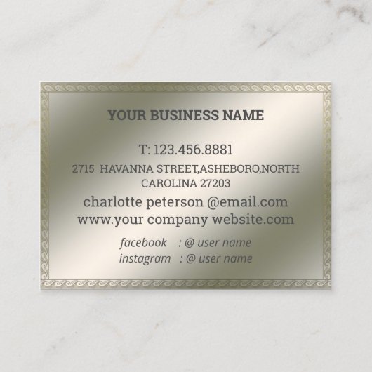 Elegant Silver Metallic Gemstone Visitekaartje (Achterkant)