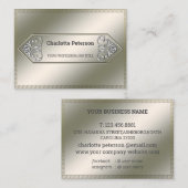 Elegant Silver Metallic Gemstone Visitekaartje (Voorkant / Achterkant)