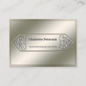 Elegant Silver Metallic Gemstone Visitekaartje (Voorkant)