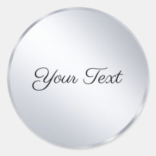 Elegant Silver Metallic look voegt Sjabloon tekst  Ronde Sticker