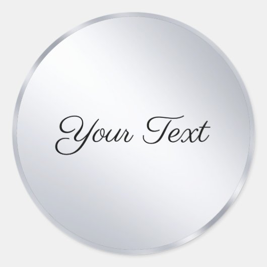 Elegant Silver Metallic look voegt Sjabloon tekst  Ronde Sticker (Voorkant)