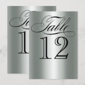 Elegant Silver Metallic Table Number Glam Bling Kaart (Voorkant / Achterkant)