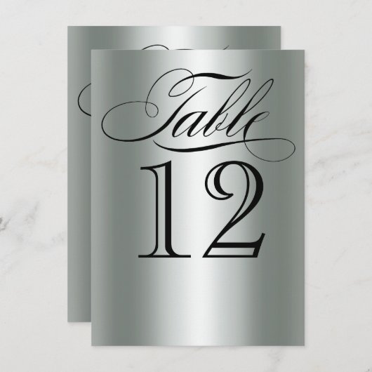 Elegant Silver Metallic Table Number Glam Bling Kaart (Voorkant / Achterkant)