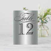 Elegant Silver Metallic Table Number Glam Bling Kaart (Staand voorkant)