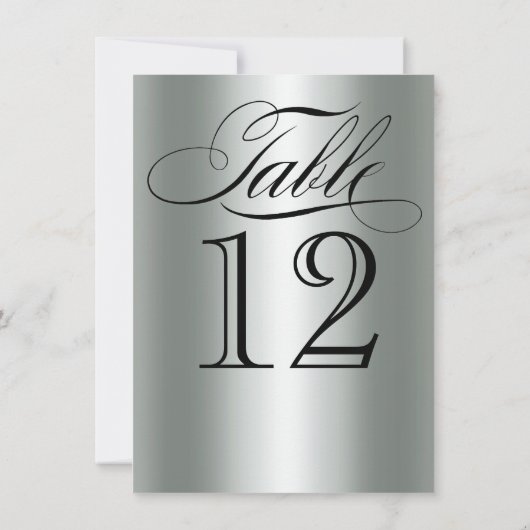 Elegant Silver Metallic Table Number Glam Bling Kaart (Achterkant)