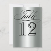 Elegant Silver Metallic Table Number Glam Bling Kaart (Voorkant)