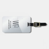 Elegant Silver Metallic Wavey Brushed Monogram Bagagelabel (Voorkant horizontaal)