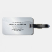 Elegant Silver Metallic Wavey Brushed Monogram Bagagelabel (Achterkant horizontaal)