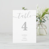 Elegant Silver Minimalist Weddengement Table Numbe Kaart (Staand voorkant)