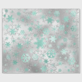 Elegant Silver Mint Kerstmis Snowflake Patroon Cadeaupapier (Vlak)