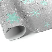 Elegant Silver Mint Kerstmis Snowflake Patroon Cadeaupapier (Rol Hoek)