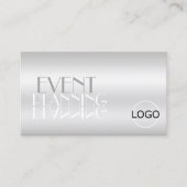 Elegant Silver Mirror Letters met Logo Modern Visitekaartje (Voorkant)