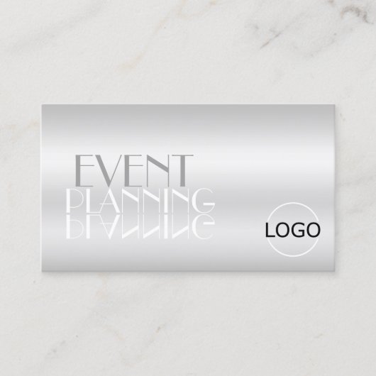 Elegant Silver Mirror Letters met Logo Modern Visitekaartje (Voorkant)