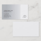 Elegant Silver Modern Professional Monogram Plain Visitekaartje (Voorkant / Achterkant)