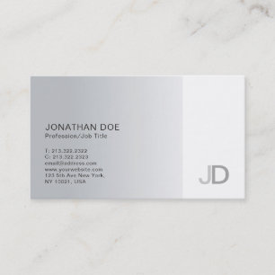 Elegant Silver Modern Professional Monogram Plain Visitekaartje