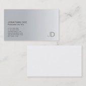 Elegant Silver Modern Professional Monogram Plain Visitekaartje (Voorkant / Achterkant)