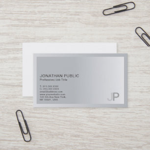 Elegant Silver Modern Professional Monogram Plain Visitekaartje