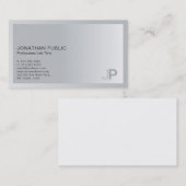 Elegant Silver Modern Professional Monogram Plain Visitekaartje (Voorkant / Achterkant)