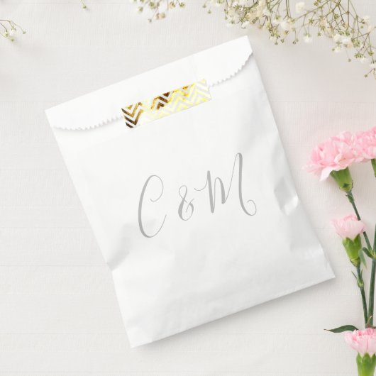 Elegant Silver Monogram Wedding Favor Bag Bedankzakje (Gezegeld)
