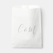 Elegant Silver Monogram Wedding Favor Bag Bedankzakje (Voorkant)