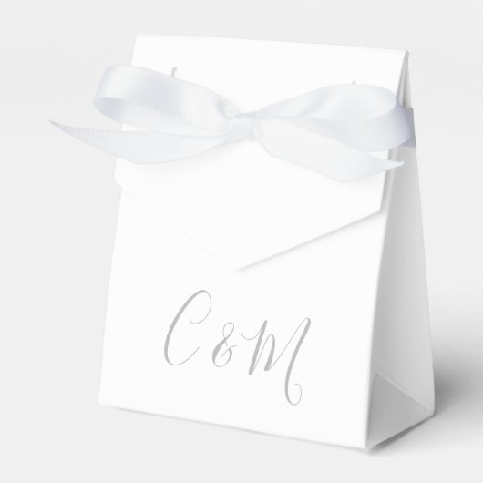 Elegant Silver Monogram Wedding Favor Box Bedankdoosjes (Voorkant Zijde)