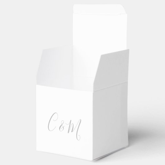 Elegant Silver Monogram Wedding Favor Box Bedankdoosjes (Geopend)