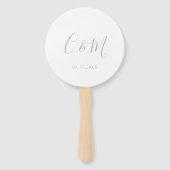 Elegant Silver Monogram Wedding Hand Fan Handwaaier (Achterkant)