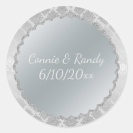 Elegant Silver Monogram Wedding Sticker