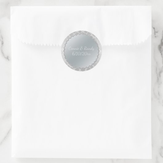 Elegant Silver Monogram Wedding Sticker (Tas)