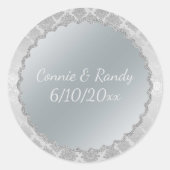 Elegant Silver Monogram Wedding Sticker (Voorkant)
