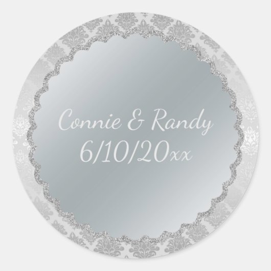 Elegant Silver Monogram Wedding Sticker (Voorkant)