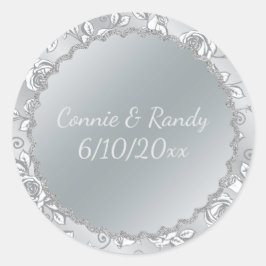 Elegant Silver Monogram Wedding Sticker