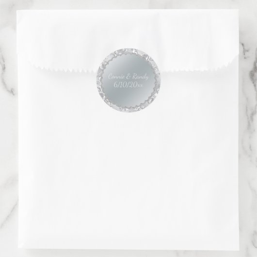 Elegant Silver Monogram Wedding Sticker (Tas)
