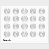 Elegant Silver Monogramed Initiaal Letter R Ronde Sticker (Vel)