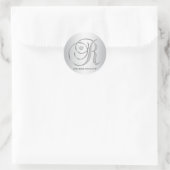 Elegant Silver Monogramed Initiaal Letter R Ronde Sticker (Tas)