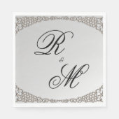 Elegant Silver Monogrammed Wedding Servet (Voorkant)