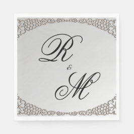 Elegant Silver Monogrammed Wedding Servet