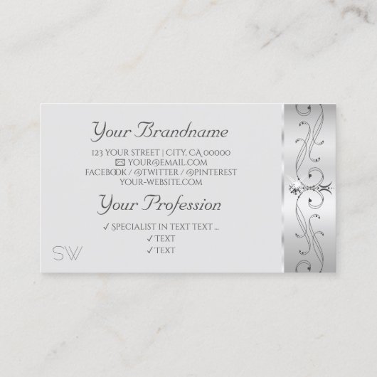 Elegant Silver  Mousserend Diamonds Visitekaartje (Achterkant)