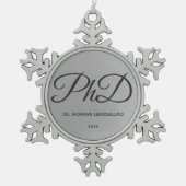 Elegant Silver Name PhD Afstuderen Snowflake Pew Tin Sneeuwvlok Ornament (Voorkant)