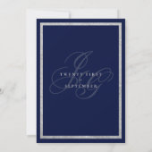 Elegant Silver Navy Blue monogram in hoofdletters Kaart (Achterkant)
