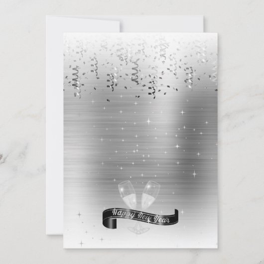 Elegant Silver New Year Eve Party Uitnodiging (Achterkant)