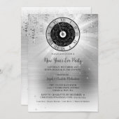Elegant Silver New Year Eve Party Uitnodiging (Voorkant / Achterkant)